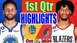 Golden State Warriors vs Portland Trail Blazers 1st Qtr Oct 23 2024 Highlights  NBA Season [upl. by Asum]