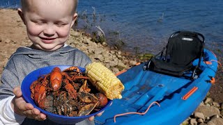 Crawfish Catch amp Cook  Camping on Deserted Island Fishing amp Trapping Dinner [upl. by Cosme578]