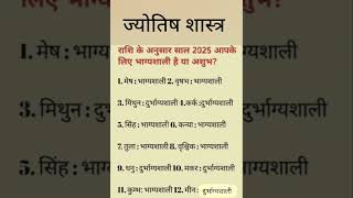 राशि के अनुसार साल 2025 आपके लिए भाग्यशाली है या अशुभdharmikupay pardeepmishraji vastujyotish [upl. by Jacob]