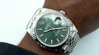 Rolex 126334 Datejust 41 mm 18k White Gold Fluted Bezel Mint Fluted Motif Dial Complete Set 2024 [upl. by Goldi]