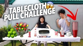 TABLECLOTH PULL CHALLENGE WE DID IT  Ranz and Niana [upl. by Magna297]