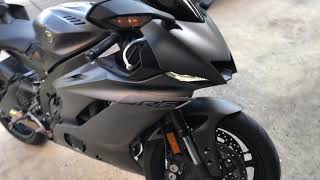 2018 Yamaha R6 w Akrapovic Megaphone SlipOn Exhaust [upl. by Steep]