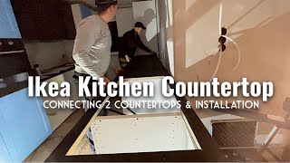 Ikea Laminate Countertop  How to Attach 2 pieces using miter bolts [upl. by Courtenay]