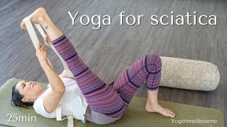 Yoga for sciatica  pain relief  strengthen amp release  25min [upl. by Redleh905]