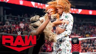 Becky Lynch attacks Trish Stratus and Zoey Stark on “Miz TV” Raw highlights July 17 2023 [upl. by Malinin112]