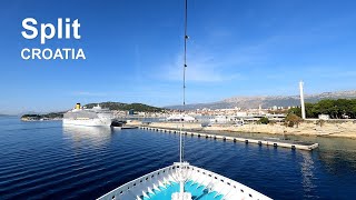 Split Croatia  arrival to port with a cruise ship  passenger ship´s manoeuvre  seafarers [upl. by Evanne556]