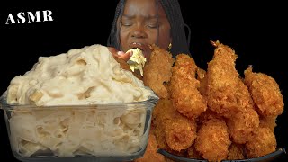 ASMR ALFREDO CREAMY PASTA amp FRIED SHRIMP MUKBANG Talking Sticky Eating Sounds Vikky ASMR [upl. by Salinas]