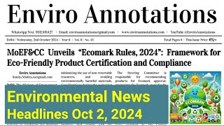 Weekly Environment News  Weekly Environmental Report  News Headlines  2nd October 2024 [upl. by Marabel]