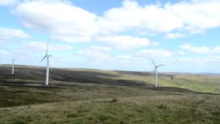 View from Knowl Hill of Rochdale Reservoirs and Scout Moor Wind Farm [upl. by Nawuj15]