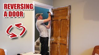 Rehanging door to open the other way  door restoration project part 2 [upl. by Lurlene]