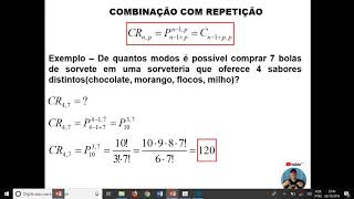 COMBINAÇÃO COM REPETIÇÃO 1 [upl. by Roshelle]