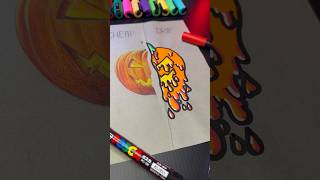 Drawing Pumpkin with Posca Markers 🎃 Drip Effect ⚡️ [upl. by Rennerb156]