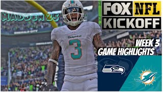 Madden 25 Seahawks 02 vs Dolphins 11 week 3 Game highlights [upl. by Anemolif]