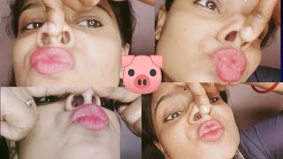 Piggy nose challenge part 2 with flaringNew challenge videopiggy nose challenge with ring light [upl. by Ahsinad801]