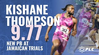 Kishane Thompson 977 100m Sprint Breakdown  New World Leading Time jamaicatrackandfield [upl. by Ahsin118]