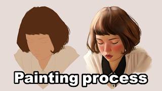 My digital painting process from start to finish no commentarysped up x2  photoshop [upl. by Egedan]