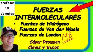 FUERZAS INTERMOLECULARES  Puentes de hidrógeno  Van der Waals  De London o de dispersión [upl. by Lenoyl812]