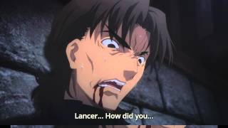 FateStay Night Unlimited Blade Works Lancer Kills Kirei [upl. by Nimoynib953]