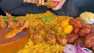 ASMR EATING SPICY CHICKEN BIRYANICHICKEN CURRYRAITACHICKEN LEG PIECE BIRYANI EATING [upl. by Ocicnarf]