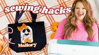 How I Use My Cricut For Sewing Projects 🧵BEGINNER FRIENDLY Halloween DIY [upl. by Nohsad]