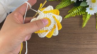 💥🌸 Easy to make 2 color crochet flower motif  crochet [upl. by Fedirko512]