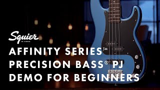 Squier Affinity Series Precision Bass PJ Demo For Beginners  Fender [upl. by Kcirddec]