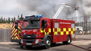 Fire engines rush to a large fire at a recycling centre in Suffolk 🚒 [upl. by Grigson]