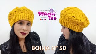 Como tejer la Boina N° 50 a crochet en punto ABANICOS paso a paso para bebes niñas y damas TALLAS [upl. by Nahtanha193]