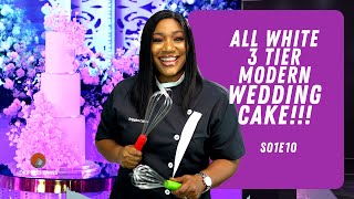 BAKE THAT CAKE WITH DRIPPLES  S01E10 ALL WHITE 3 TIER MODERN WEDDING CAKE [upl. by Ankeny]