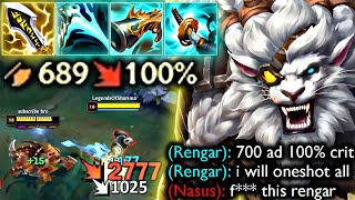 FULL CRIT RENGAR IS THE NEXT LEVEL ASSASSIN 700AD 100 CRIT [upl. by Norvan]