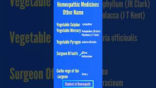 Homeopathic Medicine And Its SynonymsVegetable SulphurSurgeon Of knifeVegetable Mercury [upl. by Llenrag]