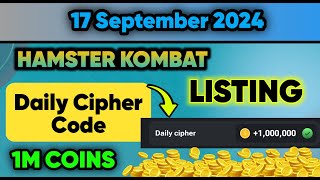 17 September Daily Cipher Code  Hamster Kombat Reward 1M [upl. by Lira]