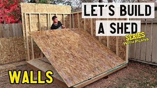 How to build a storage shed  Walls  Part 2  Plans available [upl. by Kelbee376]