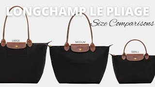 LONGCHAMP LE PLIAGE ORIGINAL TOTE SIZE COMPARISON  Small Medium amp Large [upl. by Conni]