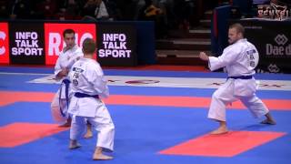 France male team Kata Goju ShihoSho  bunkai  Bronze final 21st WKF World Karate Championship 2012 [upl. by Okihsoy]