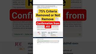 75 criteria for jee main remove or not jee 75criteria jeemain [upl. by Nwahsaj354]