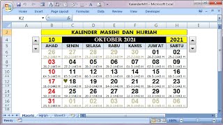 CARA MEMBUAT KALENDER MASEHI DAN HIJRIAH  Pada Excel [upl. by Eicyaj]