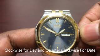 How To Set The Time Date And Day On Your Citizen Eco Drive Watch WR 100 [upl. by Danni]