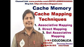 Cache Memory  Cache Mapping Techniques  Direct Mapping  Associative and Set Associative Mapping [upl. by Won]