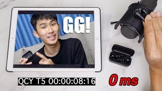 IMPOSSIBLE 0MS LAG  QCY T5 GAMING MODE Latency Test [upl. by Aicercal]