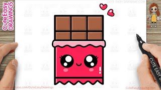 How to Draw a Cute Chocolate Bar Simple amp Easy for Kids [upl. by Tara927]