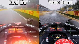 F1 23 Vs Real life Comparison  Max Verstappen RB19 at Rain Canadian GP [upl. by Zysk]