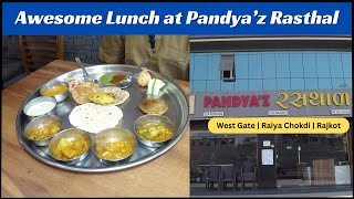 Awesome Thali at Pandyaz Rasthal Rajkot  Food Review  Roving Family [upl. by Nadabb]