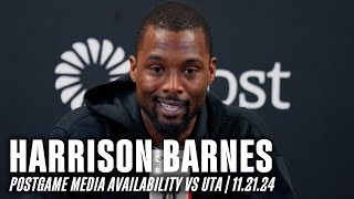 Harrison Barnes Postgame vs Utah Jazz  11212024 [upl. by Arahahs]