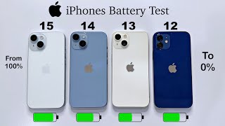 iPhone 15 vs 14 vs 13 vs 12 Battery Test 100 To 0  iOS 17 Battery Test HINDI [upl. by Llerrehc]