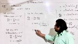 Exercise 25 Q5 i Differentiate sinx wrt cotx Use of chain rule of differentiation [upl. by Amandy]