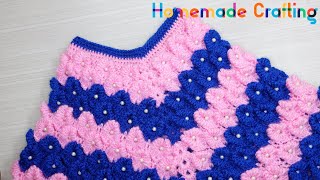 Crochet 78 years old Girls Poncho  designer poncho  winter poncho  pink poncho  stylish poncho [upl. by Rudman]