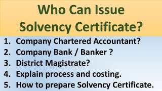 Who can issue solvency certificate for tender  solvency certificate process and costing  Solvency [upl. by Boylan96]