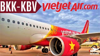 THAI VIETJETAIR  BANGKOK  KRABI  AIRBUS A320  TRIPREPORT  DOMESTIC THAI LOW COST EXPERIENCE 4K [upl. by Htebezile]