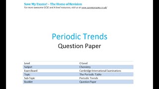 PERIODIC TRENDS PAST PAPER QUESTION23 KEY CHEMISTRY MARKING SCHEME EXPLAINED WITH REASONING [upl. by Nahtanhoj]